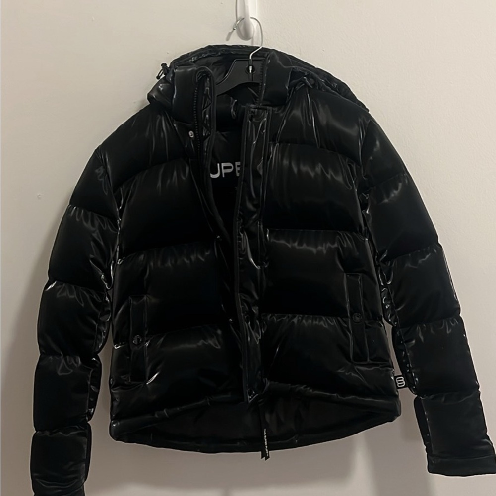 The Super Puff™ - Hi-Gloss French Taffeta Premium Down Puffer Jacket Black 2XS